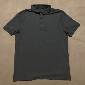 Lululemon Men's Large Evolution‎ Polo Shirt Navy Blue Short Sleeve Tech Golf